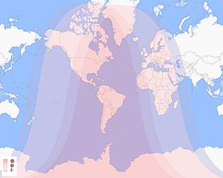 γεωγραφικός χάρτης ορατότητας γιά την σεληνιακή έκλειψη του Αυγούστου 2026