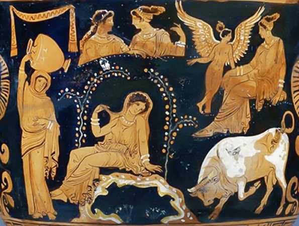 Ὁ &Zeta;&epsilon;ὺ&sigmaf; &tau;&alpha;&upsilon;&rho;ό&mu;&omicron;&rho;&phi;&omicron;&sigmaf; &gamma;&omicron;&eta;&tau;&epsilon;ύ&epsilon;&iota; &tau;ὴ&nu; &Epsilon;ὐ&rho;ώ&pi;&eta;