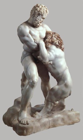 Ὁ Ἡ&rho;&alpha;&kappa;&lambda;ῆ&sigmaf; &pi;&alpha;&lambda;&epsilon;ύ&epsilon;&iota; &mu;ὲ &tau;ὸ&nu; &Lambda;έ&omicron;&nu;&tau;&alpha;