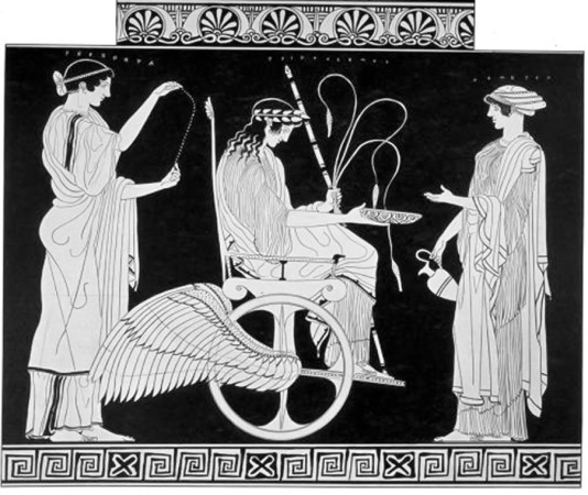 &Tau;&rho;&iota;&pi;&tau;ό&lambda;&epsilon;&mu;&omicron;&sigmaf; ἐ&pi;ὶ &pi;&tau;&epsilon;&rho;&omega;&tau;&omicron;ῦ ἅ&rho;&mu;&alpha;&tau;&omicron;&sigmaf;, &Pi;&epsilon;&rho;&sigma;&epsilon;&phi;ό&nu;&eta;, &Delta;ή&mu;&eta;&tau;&rho;&alpha;