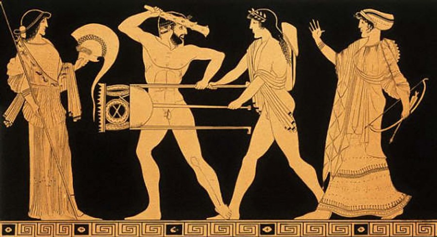 Ἡ&rho;&alpha;&kappa;&lambda;έ&omicron;&upsilon;&sigmaf; &kappa;&alpha;ὶ Ἀ&pi;ό&lambda;&lambda;&omega;&nu;&omicron;&sigmaf; &pi;ά&lambda;&eta; &gamma;&iota;ὰ &tau;ὸ&nu; &delta;&epsilon;&lambda;&phi;&iota;&kappa;ό &tau;&rho;ί&pi;&omicron;&delta;&alpha;