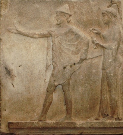 Ἑ&rho;&mu;ῆ&sigmaf; Ἀ&gamma;&omicron;&rho;&alpha;ῖ&omicron;&sigmaf; &kappa;&alpha;ὶ &Chi;ά&rho;&iota;&tau;&epsilon;&sigmaf;