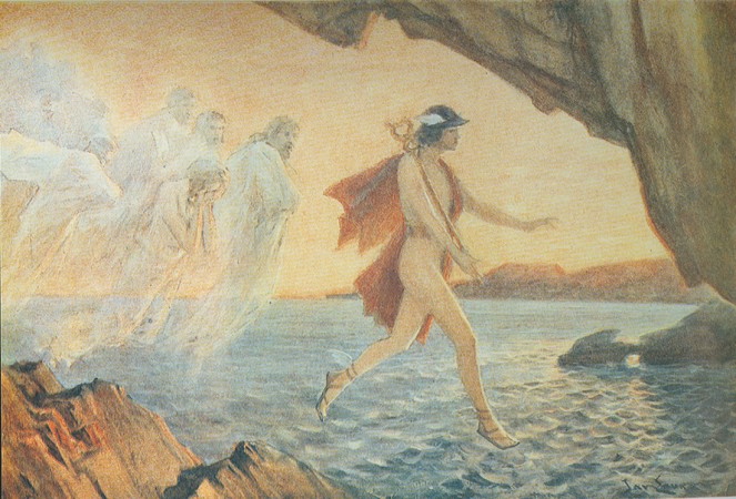 Ὁ Ἑ&rho;&mu;ῆ&sigmaf; ό&delta;&eta;&gamma;&epsilon;ῖ &tau;&omicron;ὺ&sigmaf; &mu;&nu;&eta;&sigma;&tau;ῆ&rho;&epsilon;&sigmaf; ἐ&sigmaf; Ἄ&delta;&eta;